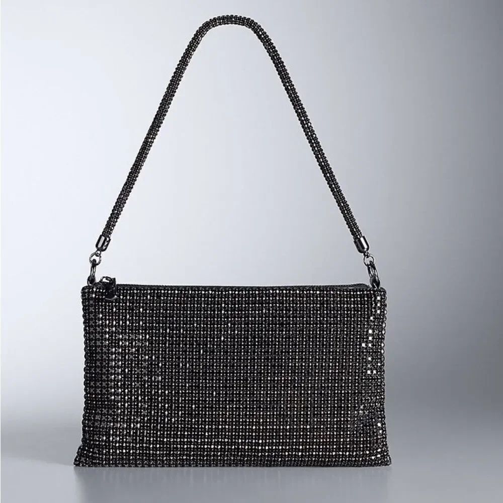 New Simply Vera Vera Wang Zola Slouchy Rhinestone Shoulder Bag NWT